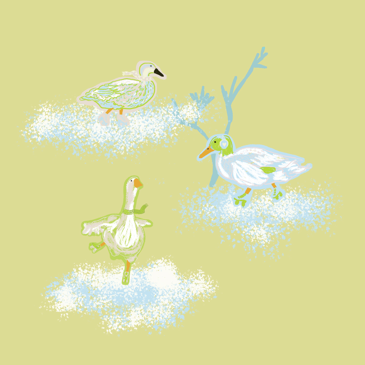 Ducks playing in the clouds